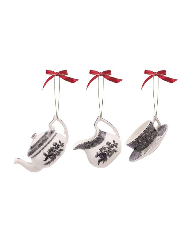 Spode Heritage Tea Set Ornaments, Set of 3