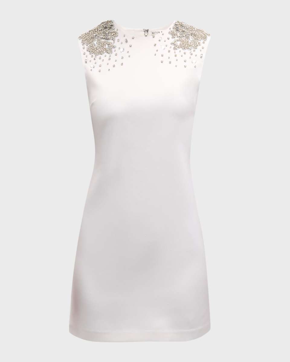 Almira Crystal Sleeveless Fitted Mini Dress