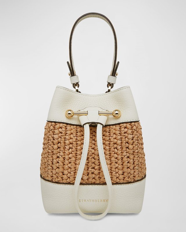 Lana Osette Raffia & Leather Bucket Bag