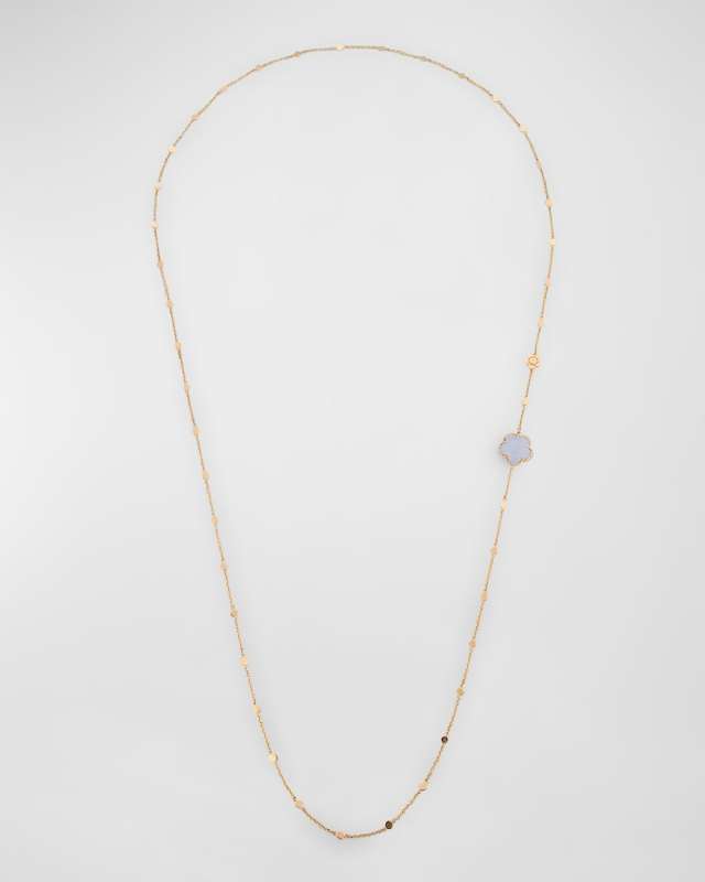 Bon Ton 18k Blue Chalcedony Necklace with Diamonds