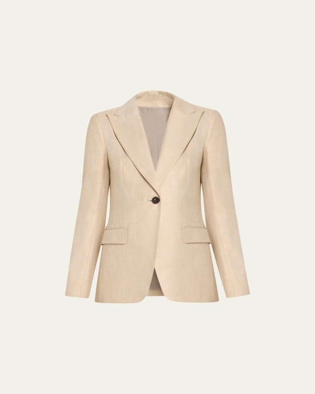 Single-Button Pick Stitch Blazer