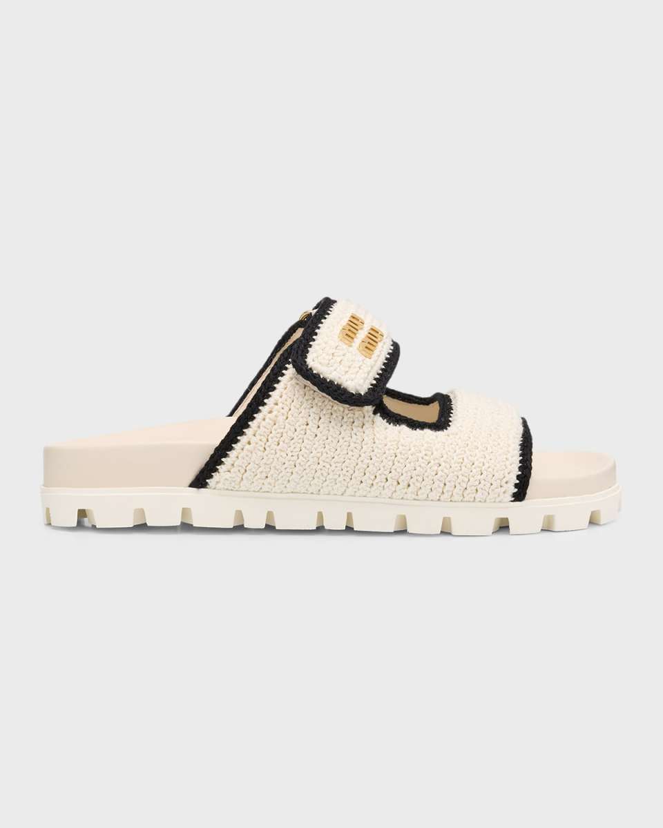 Bicolor Crochet Grip Slide Sandals