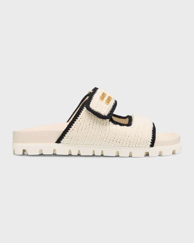 Bicolor Crochet Grip Slide Sandals