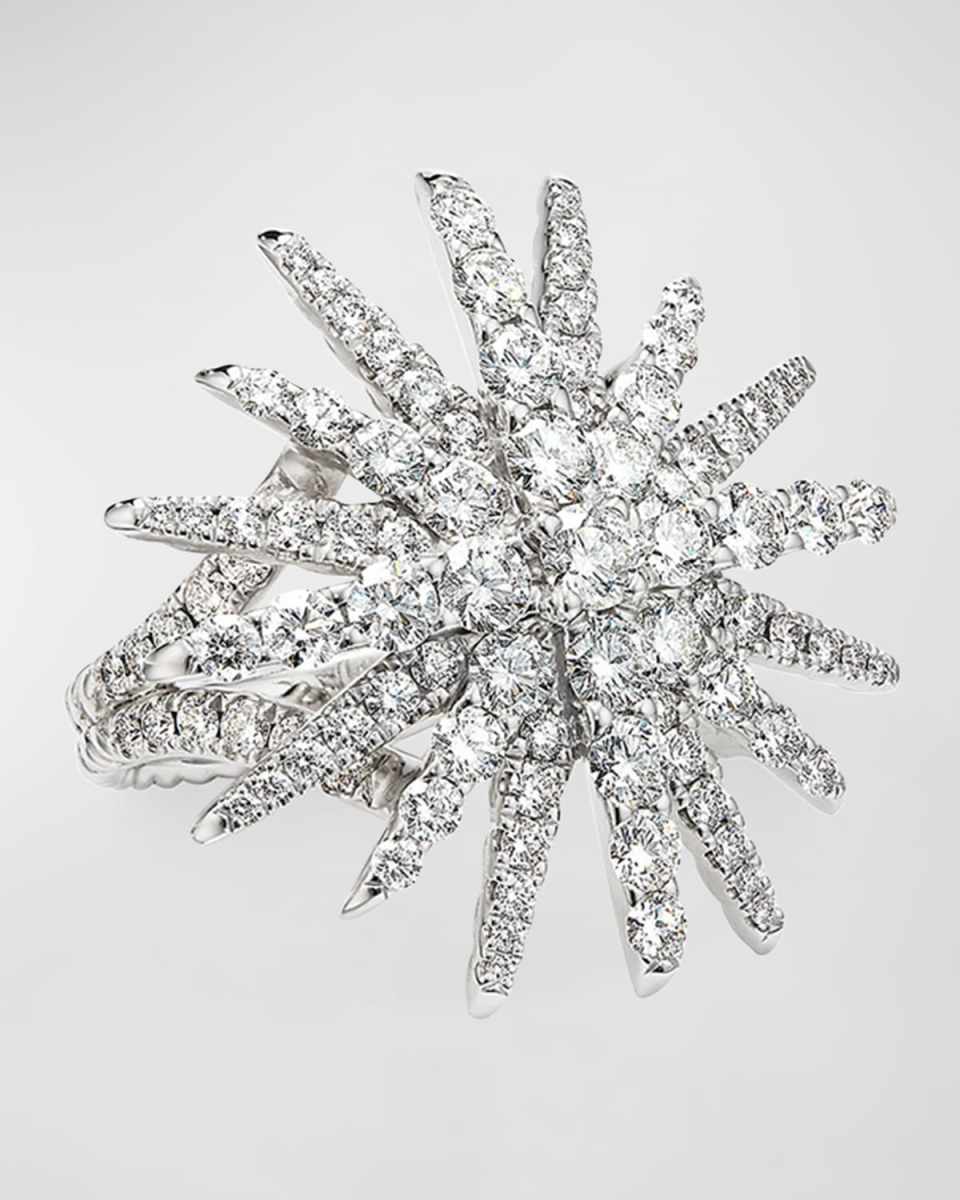 Starburst 18k White Gold Statement Ring with Diamonds