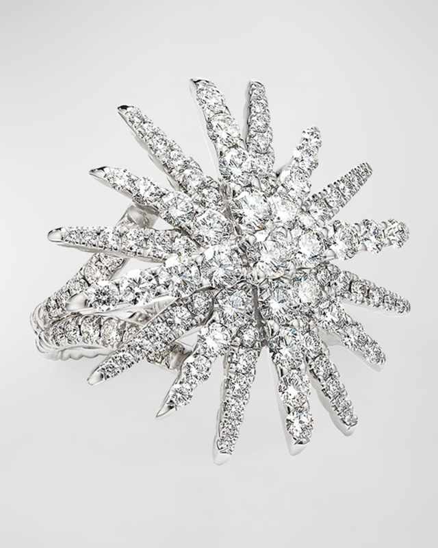 Starburst 18k White Gold Statement Ring with Diamonds