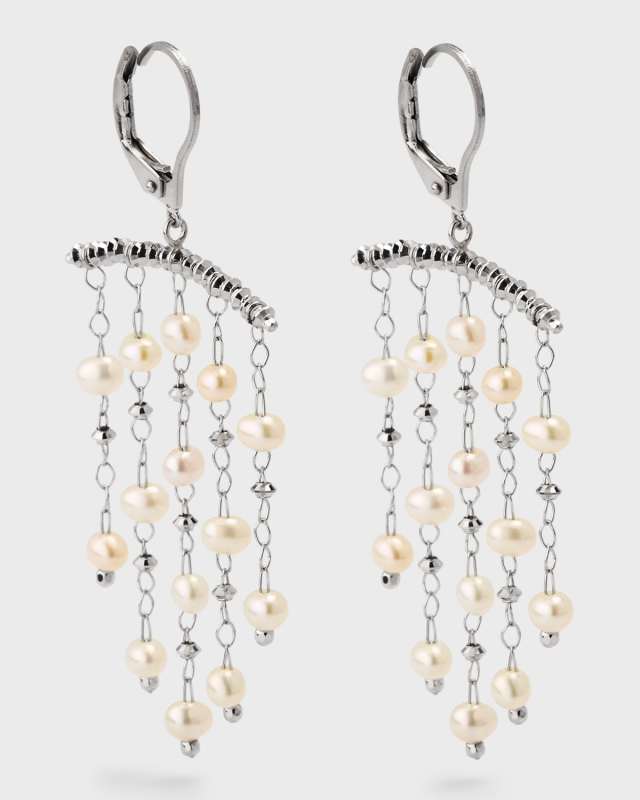 Debut Bar Platinum and Pearl Earrings