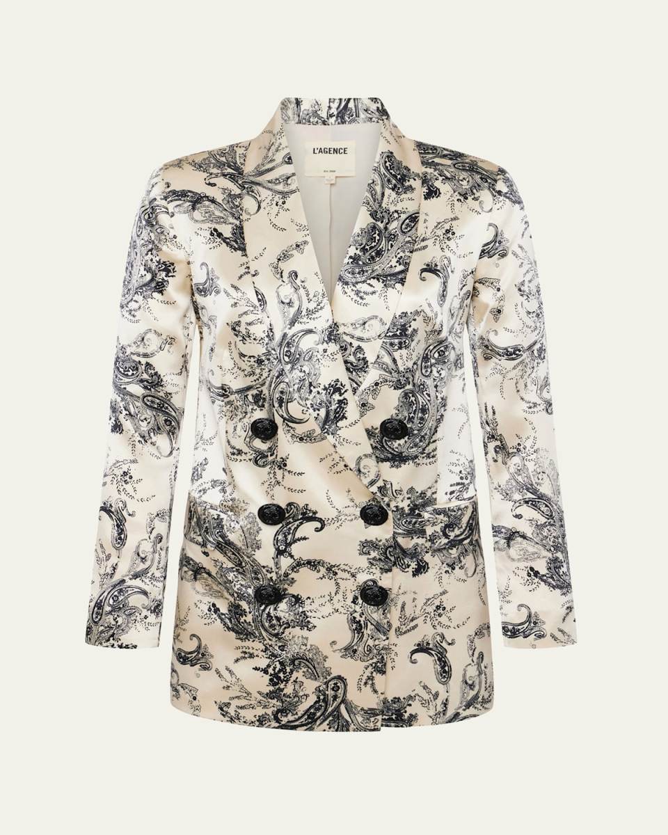Jayda Relaxed Double-Breasted Silk Blazer