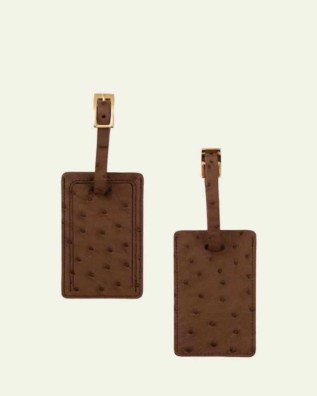Ostrich Leather Luggage Tag, Set of 2