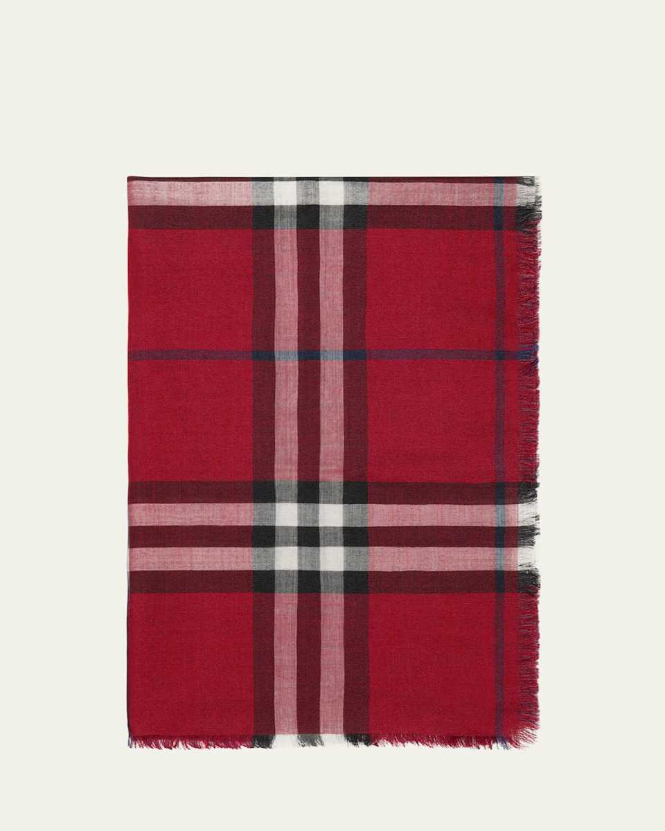 Giant Check Wool-Silk Scarf