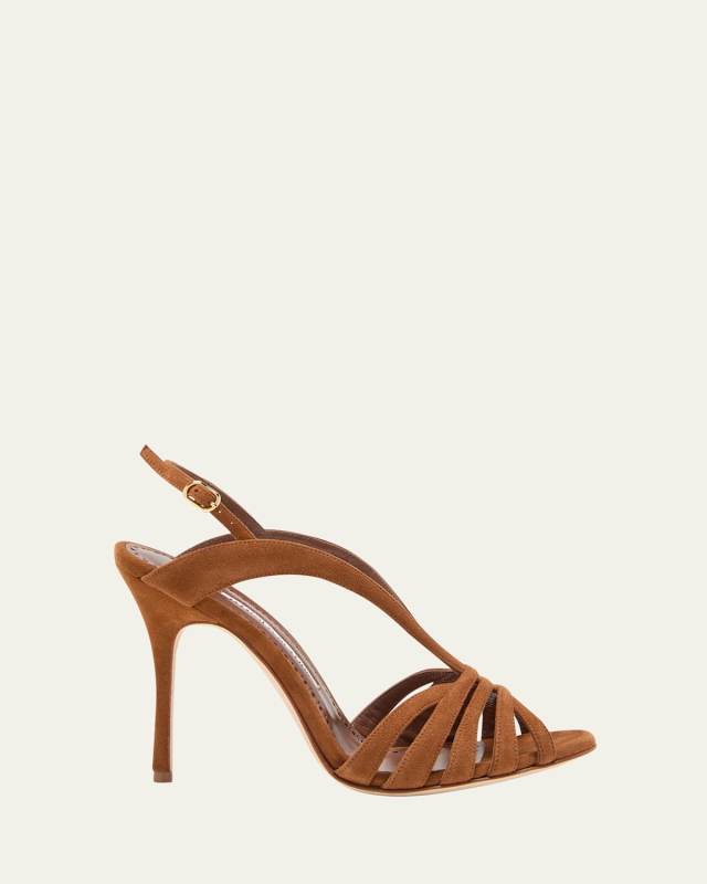 Sardina Suede Caged Slingback Sandals