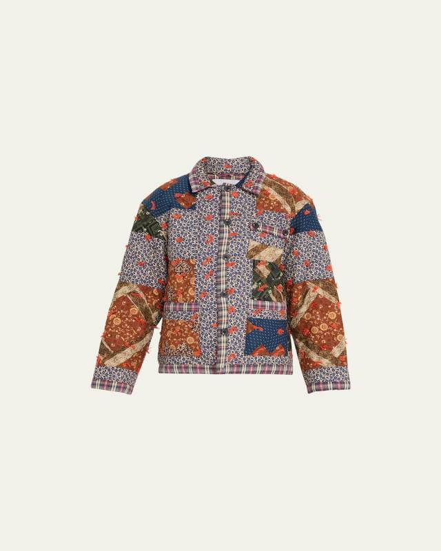 Criss Cross Mix-Print Quilt Jacket