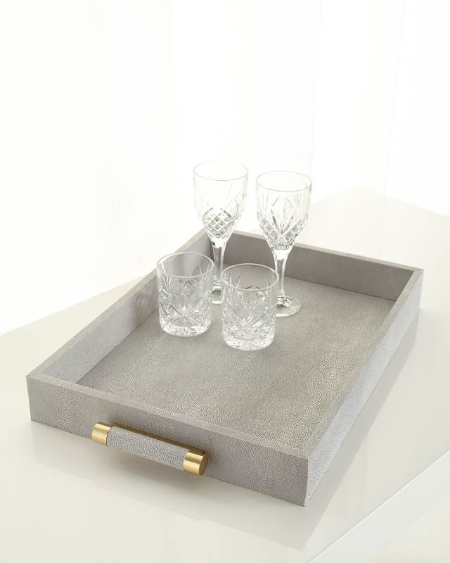 Faux Shagreen Rectangular Tray