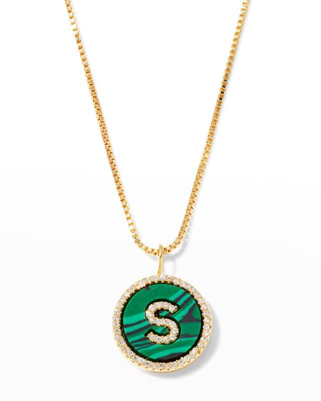 Malachite Initial Necklace - S