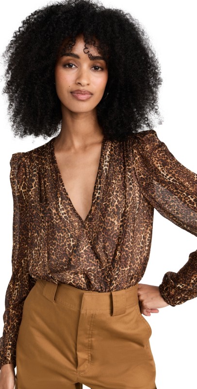 CAMI NYC Isa Thong Bodysuit Animal Print