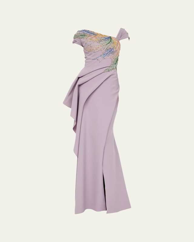 Natalie Beaded Draped Gown