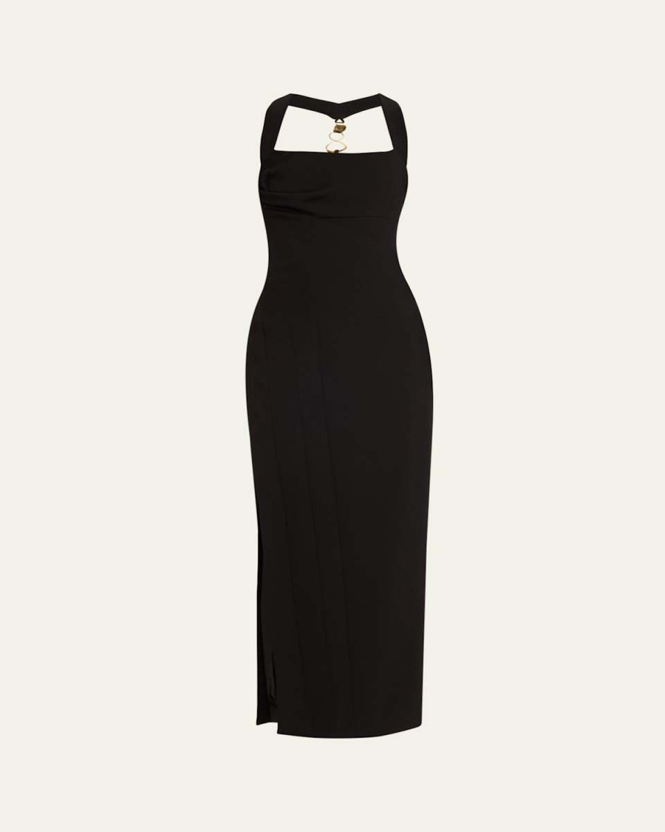 Blaine Long Crepe Halter Dress