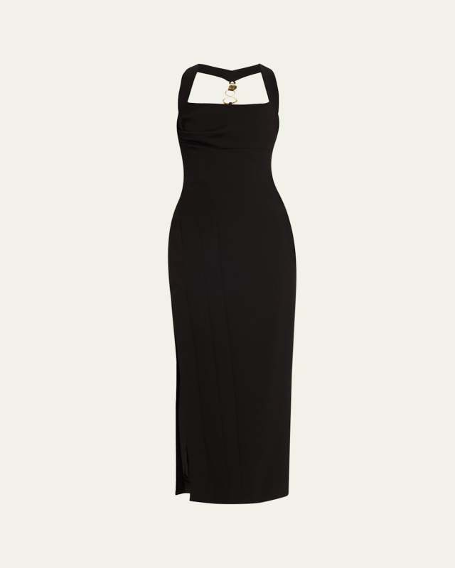 Blaine Long Crepe Halter Dress