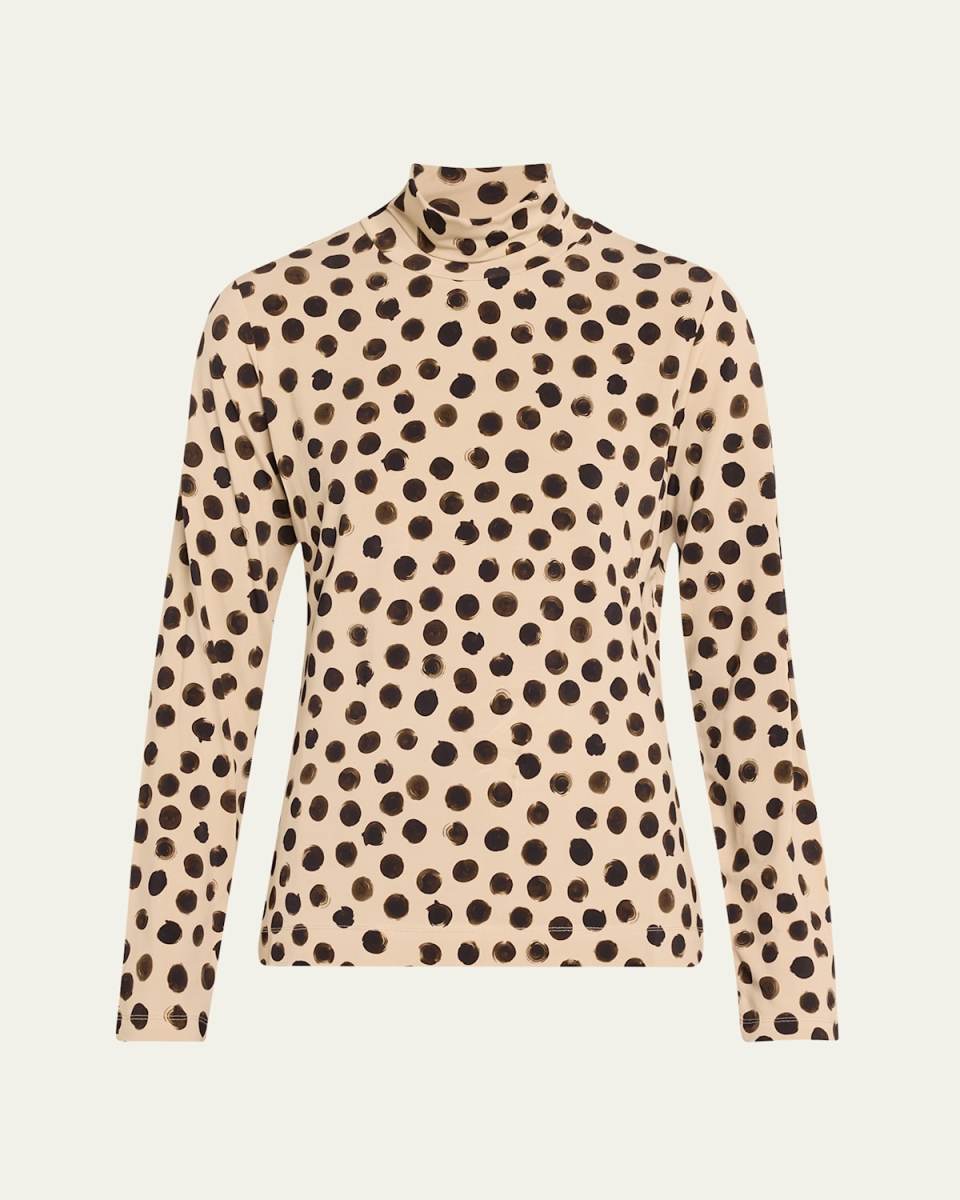 Hoske Polka-Dot Turtleneck Top