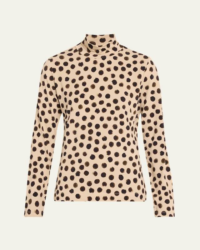 Hoske Polka-Dot Turtleneck Top
