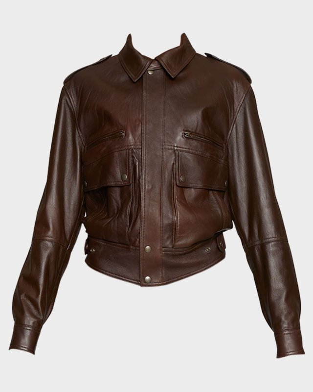 Leather Collared Utility Jacket