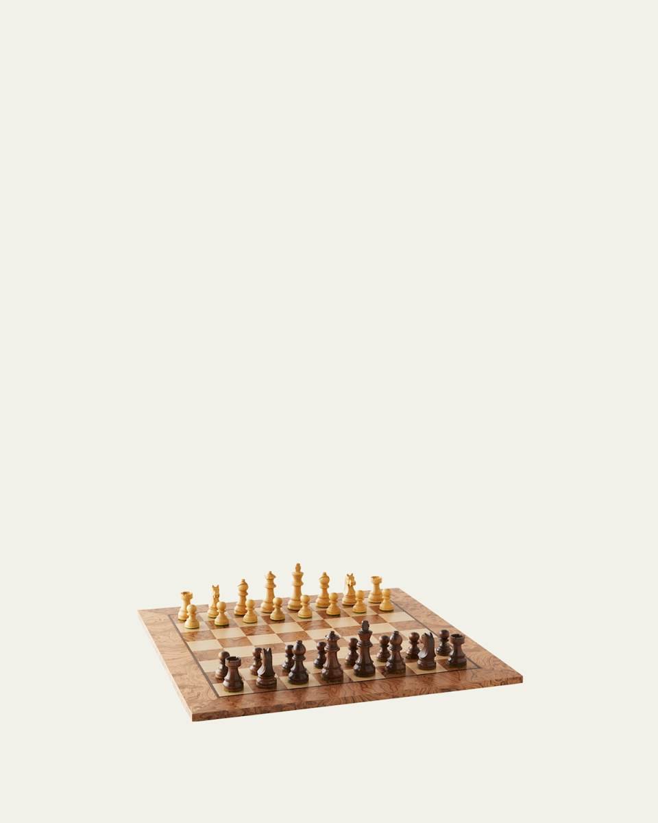 Walnut Burl Inlaid Chessboard Set
