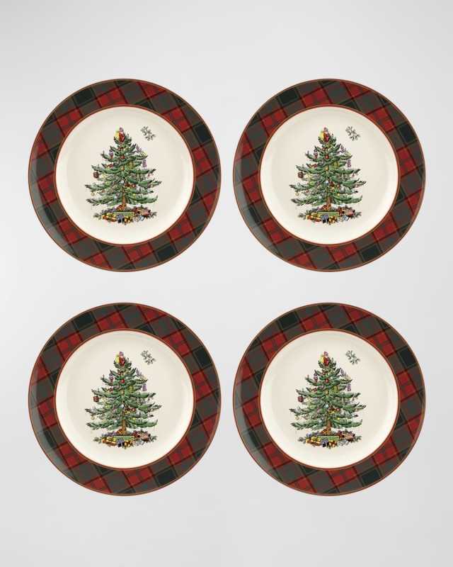 Christmas Tree Tartan Dinner Plate, Set of 4