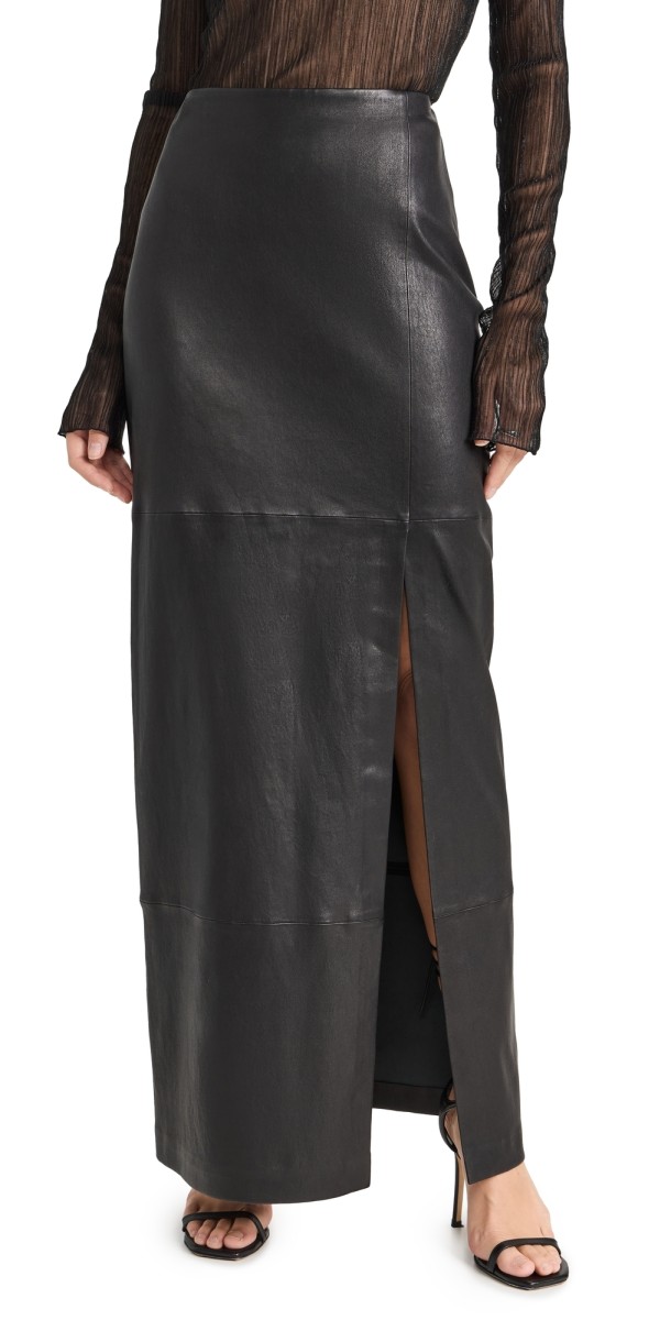 rag & bone Ilana Stretch Leather Skirt Black