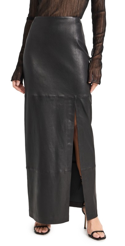 rag & bone Ilana Stretch Leather Skirt Black