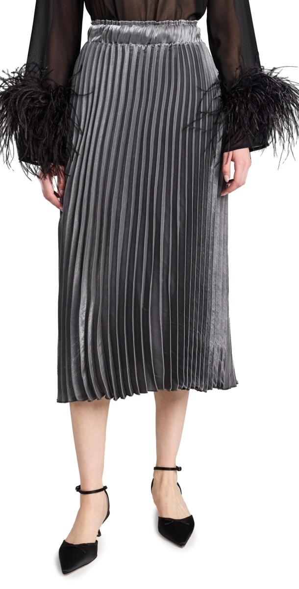 En Saison Mona Midi Skirt Metallic Silver