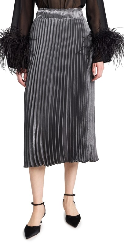 En Saison Mona Midi Skirt Metallic Silver