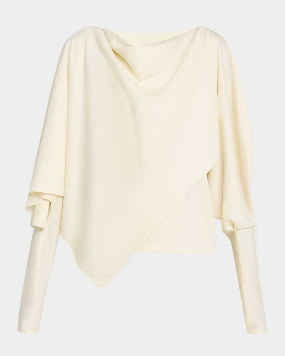 Lazelle Draped Cape Long-Sleeve Top