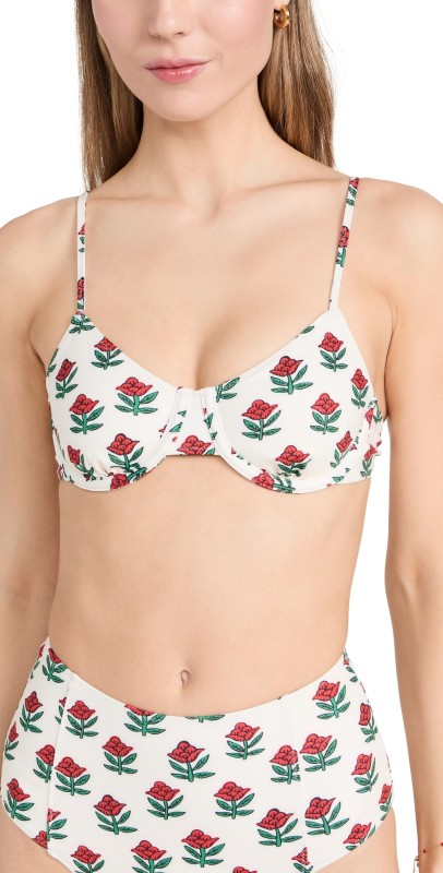 RHODE Divya Bikini Top Rose Block