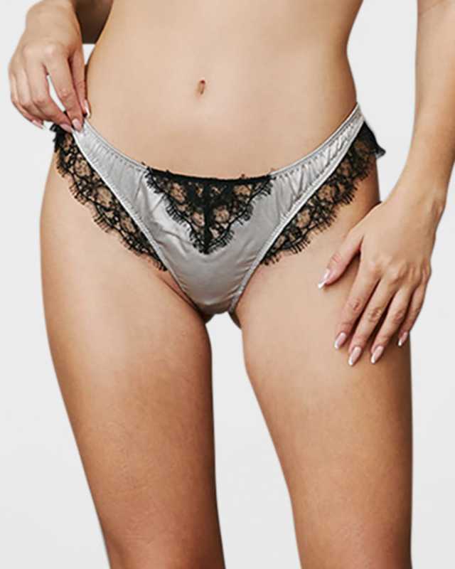 Low-Rise Lace-Inset Stretch Silk Thon