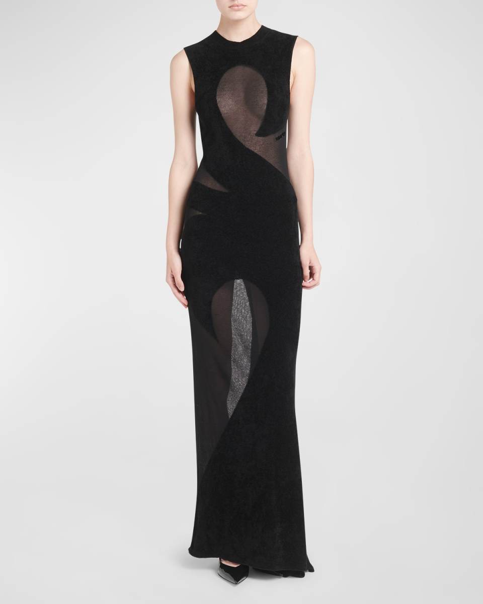 Tribal Intarsia Sleeveless Chiffon Maxi Dress