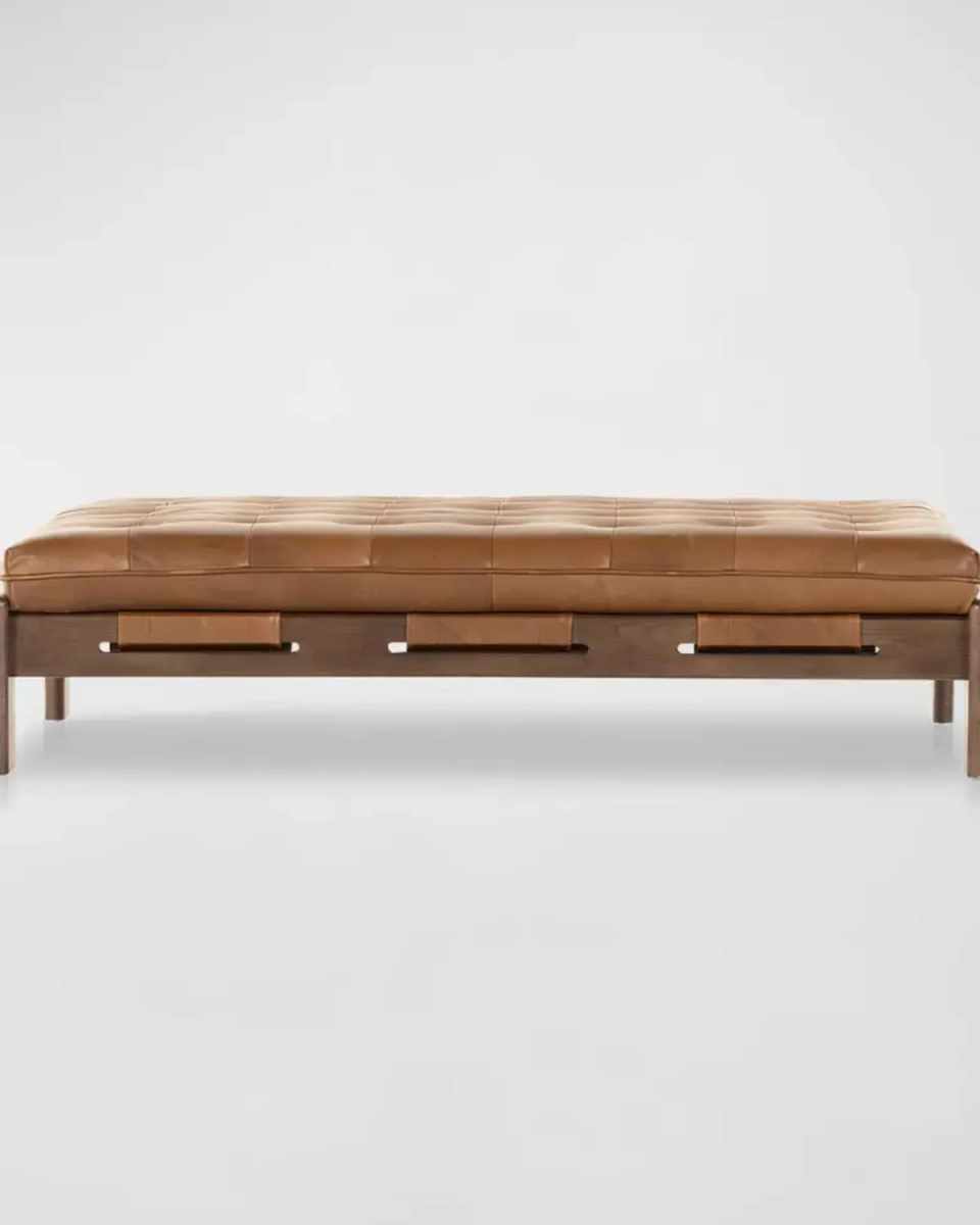 Halston Leather Cocktail Ottoman