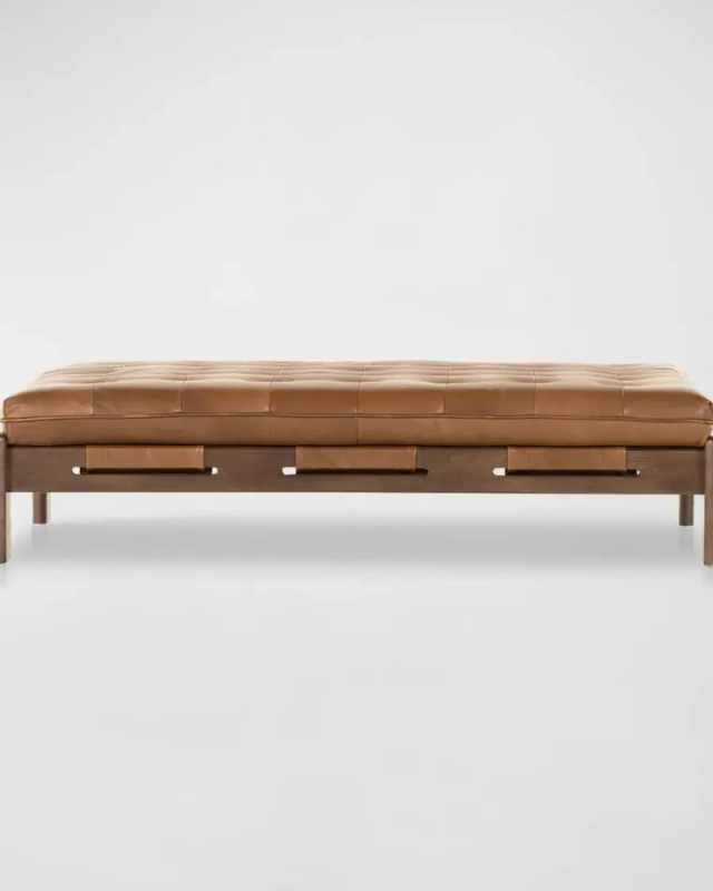 Halston Leather Cocktail Ottoman