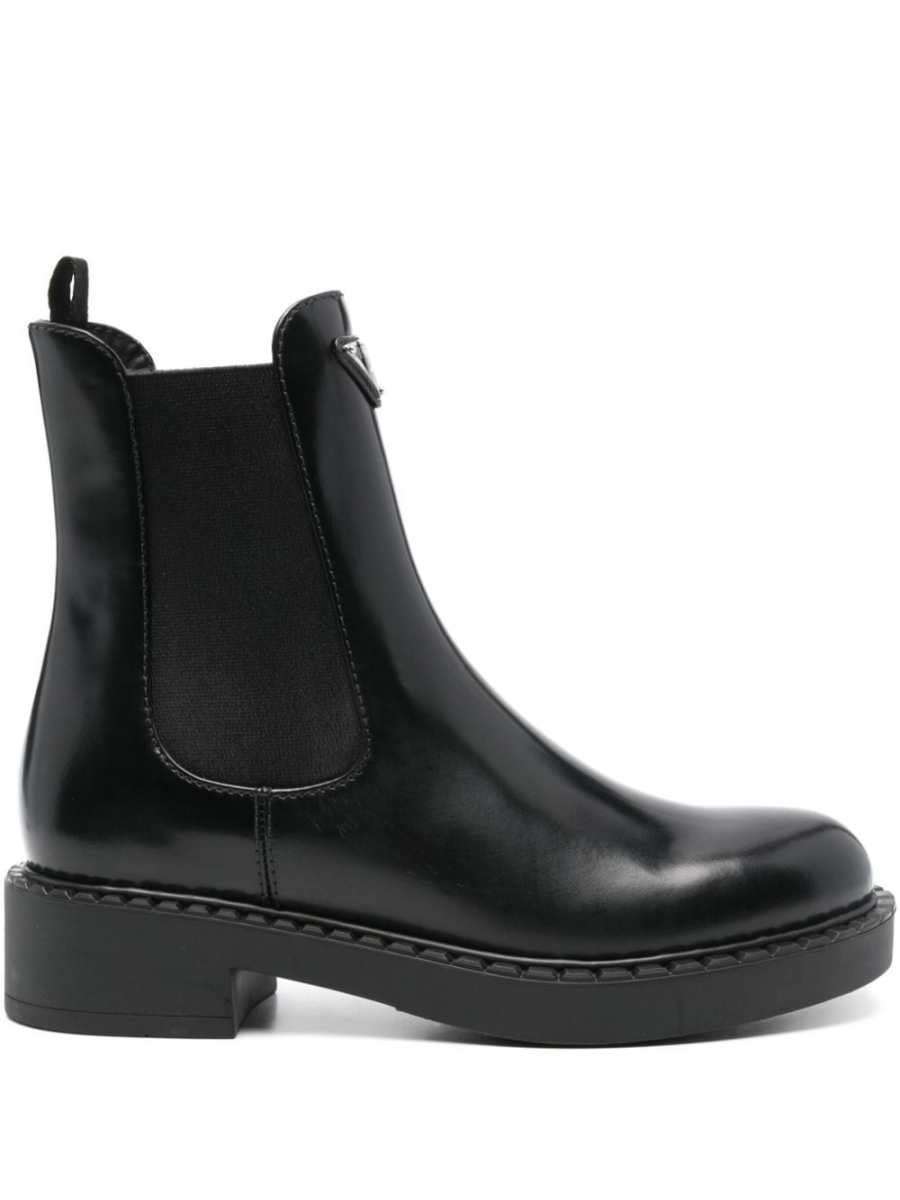triangle-logo chelsea leather boots