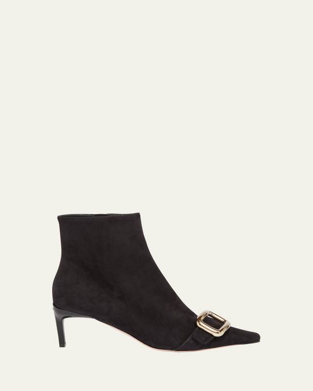 Suede Buckle Ankle Booties