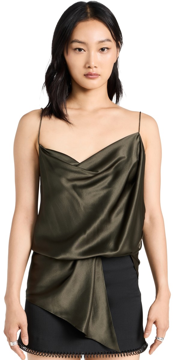 Christopher Esber Verdant Falls Draped Bodysuit Seaweed