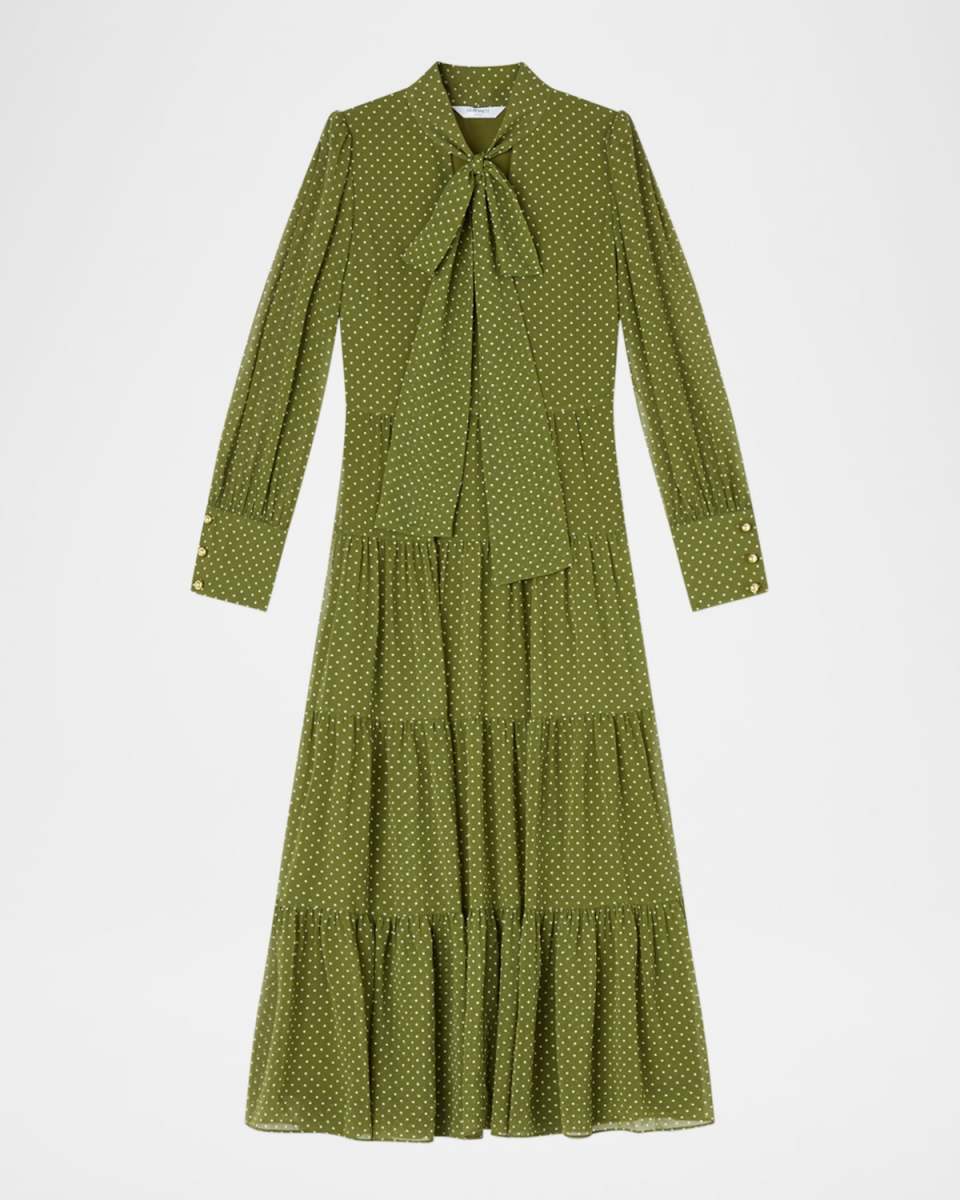 Polly Tiered Polka-Dot Midi Dress