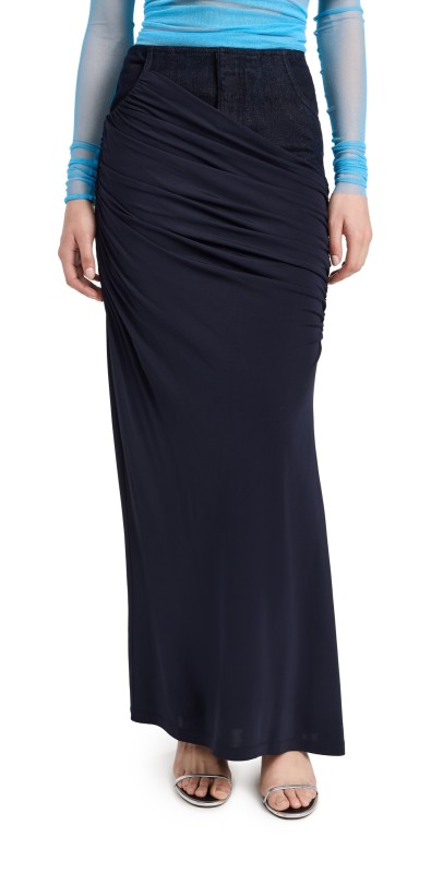 Christopher Esber Wrapped Denim Column Skirt Ink
