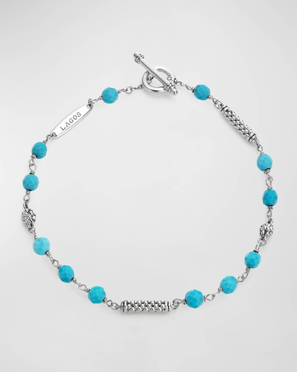Caviar Icon Sterling Silver & Turquoise Bracelet, Size