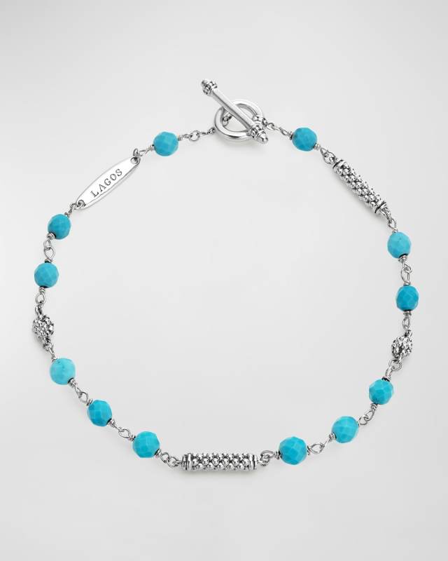 Caviar Icon Sterling Silver & Turquoise Bracelet, Size