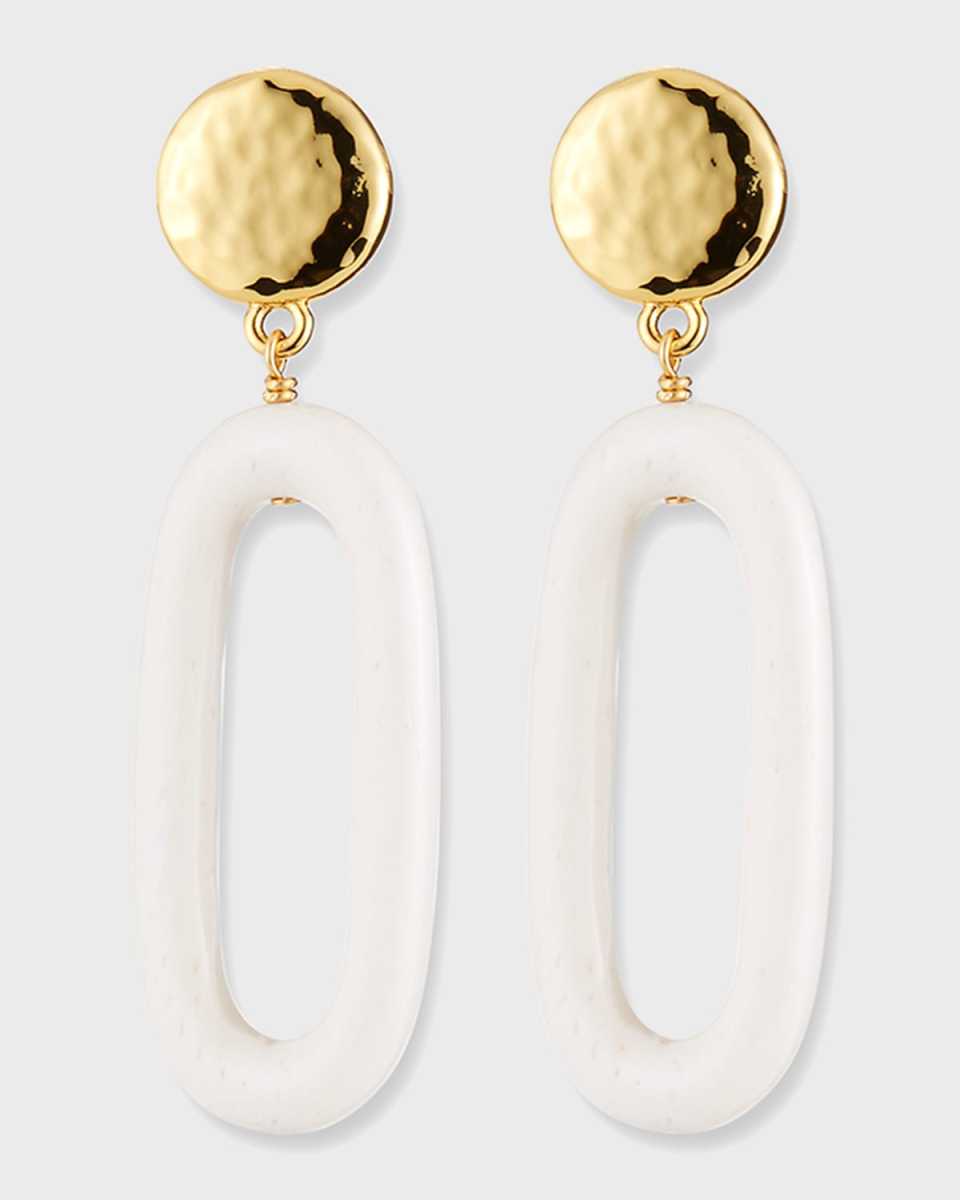 Bone Oval Drop Earrings