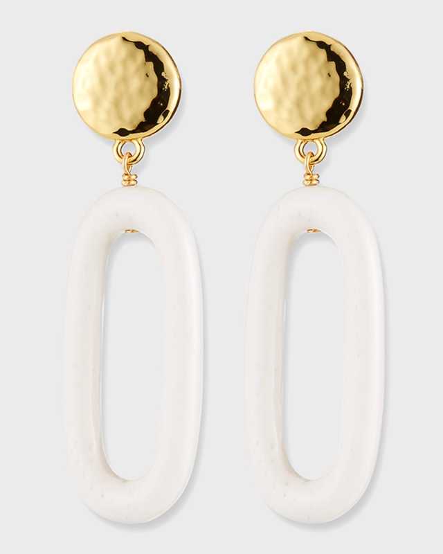 Bone Oval Drop Earrings