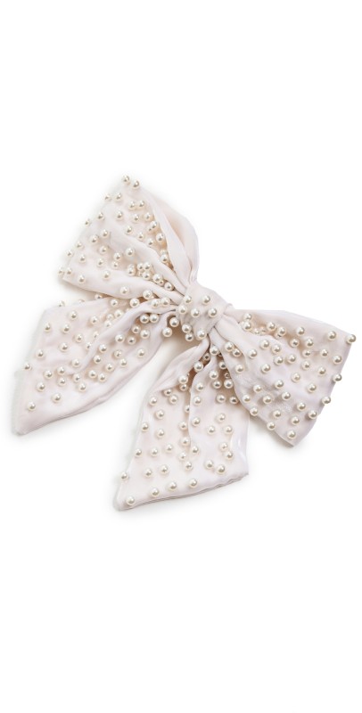 Lele Sadoughi Natalia Pearl Embellished Bow Barrette Ivory