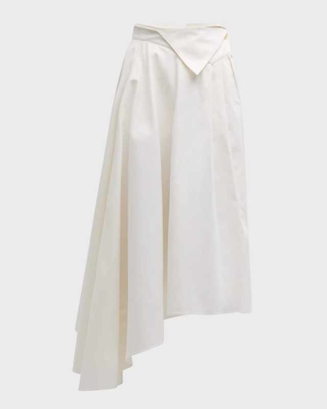 Damita Pintuck Asymmetric Midi Skirt