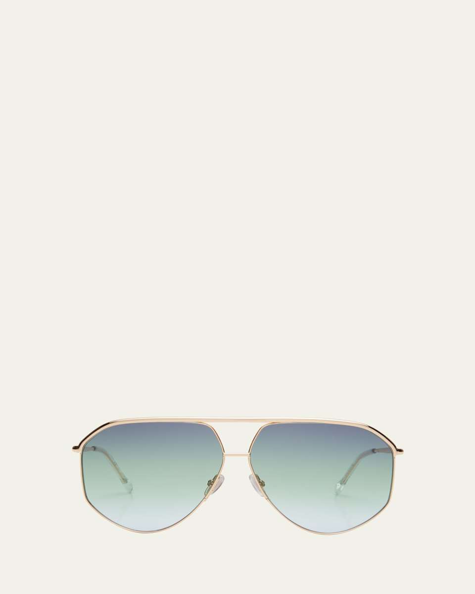 Angular Stainless Steel Aviator Sunglasses
