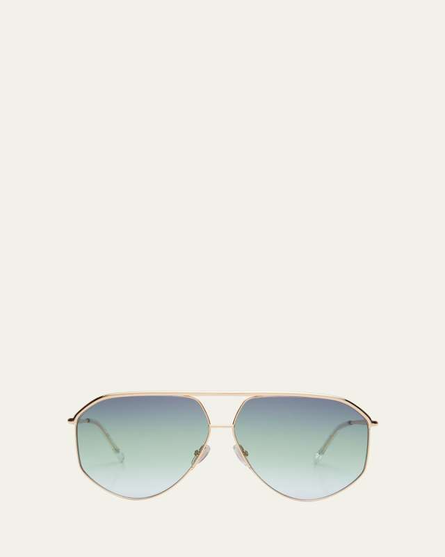 Angular Stainless Steel Aviator Sunglasses