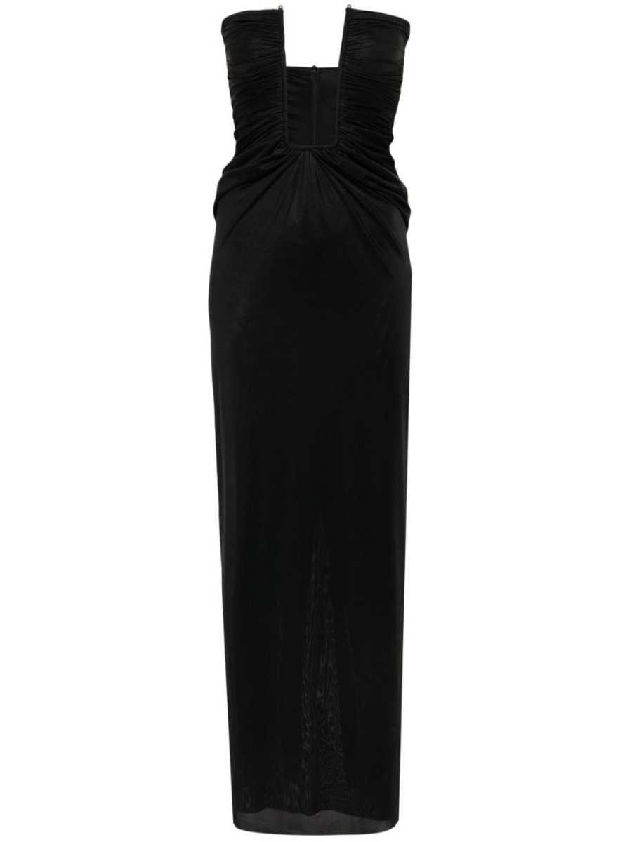 strapless plunging-neck maxi dress